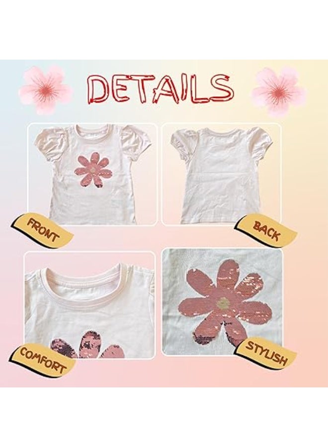 MINIIMODZ MINII MODZ Baby Girls Sequin Flower Top | Glitter Short Sleeve Shimmer Shirt | Baby Girls Dress Style Top - Image 3
